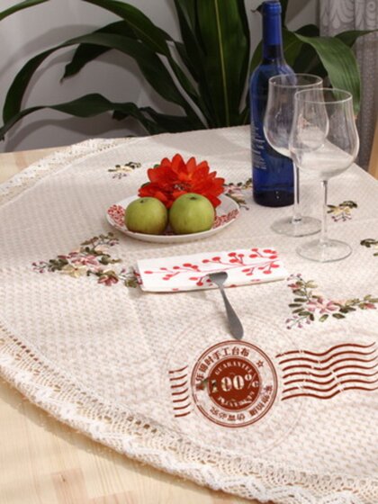 田园蕾丝餐桌布茶几布艺圆桌布台布绣花全棉万能盖巾家用书桌盖布