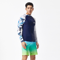 Mens long sleeve sunscreen swimsuit mens shirt surf diving suit split jellyfish suit wetsuit three-piece jellyfish suit