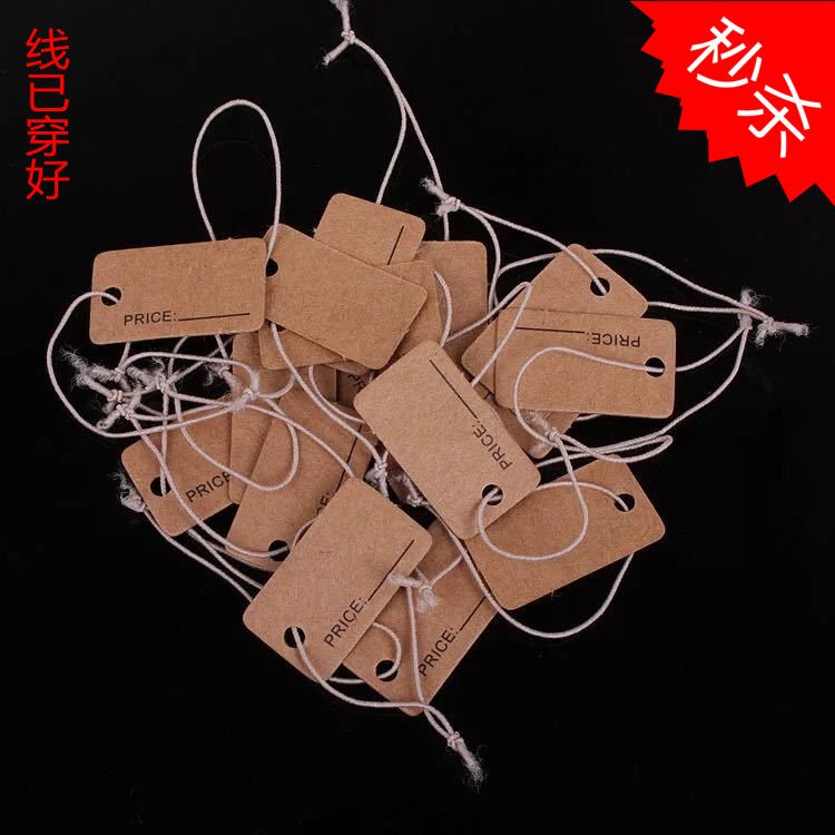 Kraft paper with elastic rope jewelry tag Commodity price tag 1 3*2 3cm 100 pcs