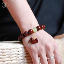 Dalong (Fu Lock) authentic small leaf red sandalwood hand string to send girlfriends mother creative personality gift first jewelry bracelet