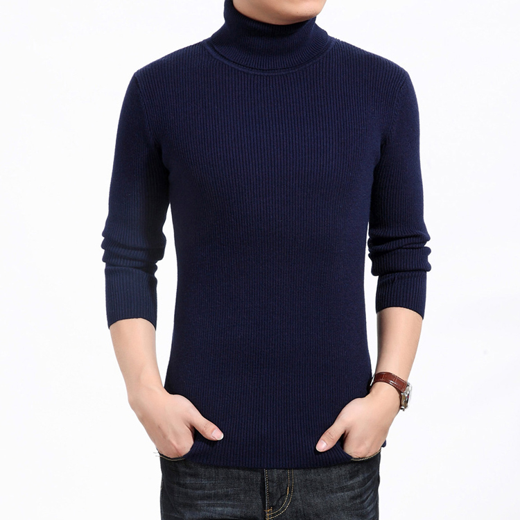 Áo len nam mùa đông Nam cực áo len dày màu đen đáy áo Hàn Quốc Slim size lớn áo len màu rắn áo nam