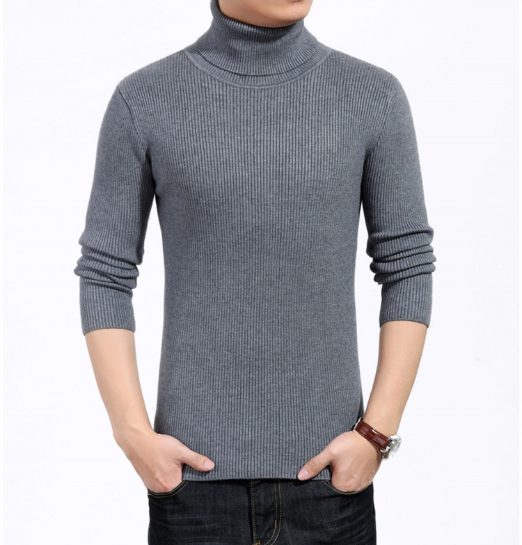 Áo len nam mùa đông Nam cực áo len dày màu đen đáy áo Hàn Quốc Slim size lớn áo len màu rắn áo nam