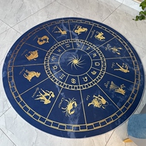 Blue Retro Round Clothing Cap Room Carpet Tide Cards Large Living Room Mat Room Day Moon God Pattern Abstract Art Mat