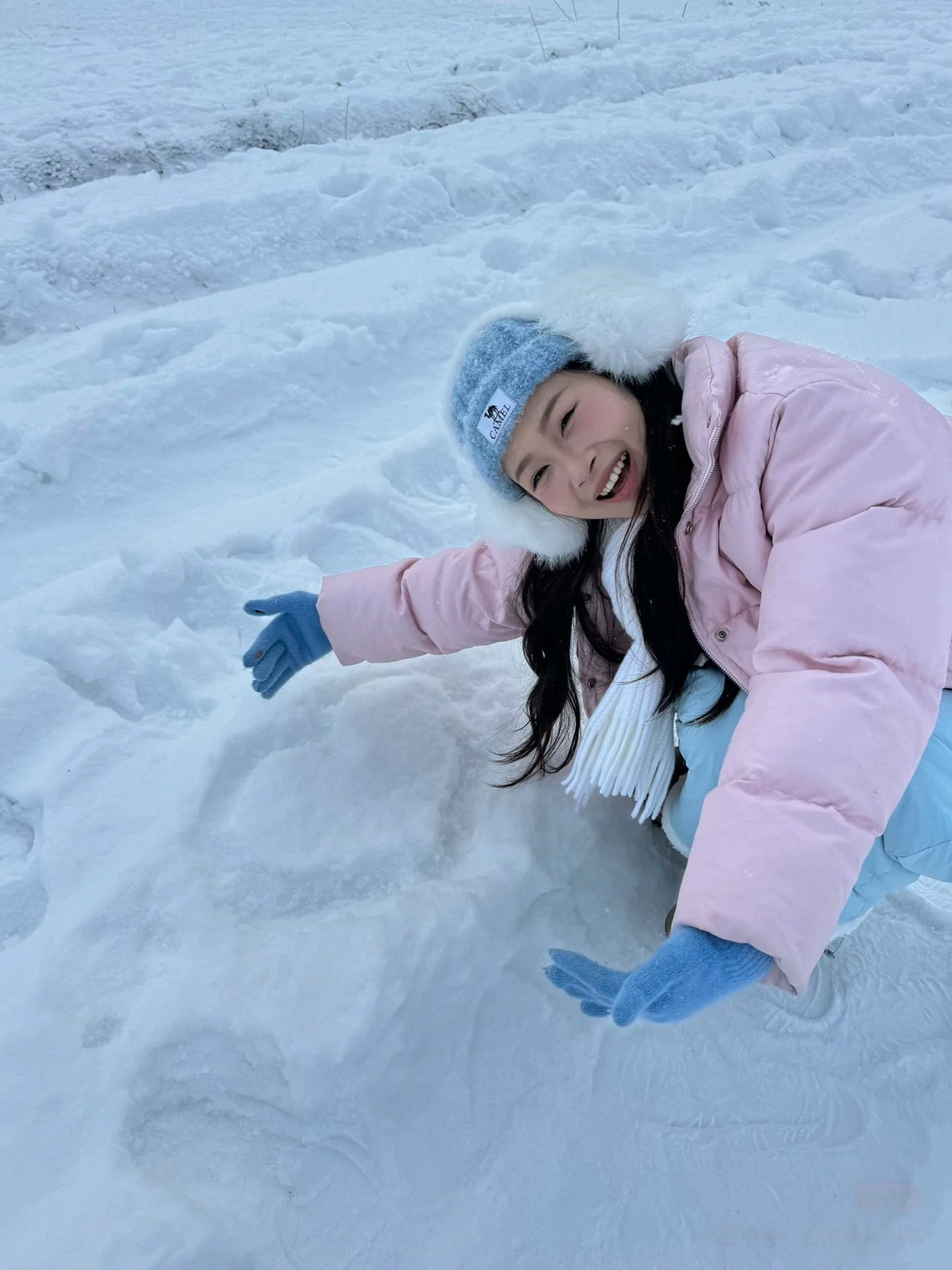 Gloves Northeast Harbin Cold-Proof Gear Blue Women's Winter New Style Fingerless Touchscreen Warm Cute Knitted Gloves