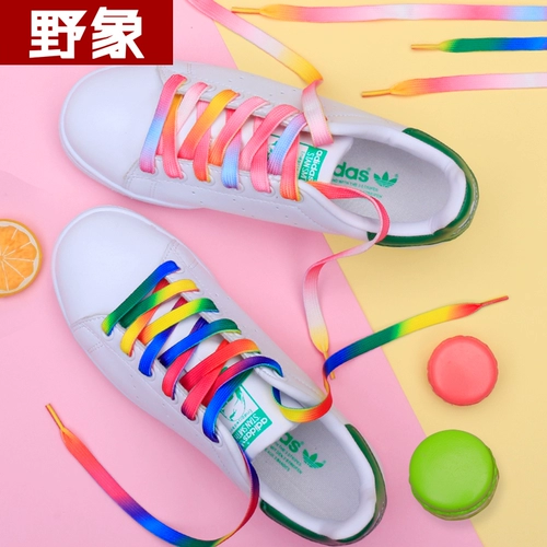 Nike Air Force 1, шнурки, трендовая радужная розовая белая обувь, градиент