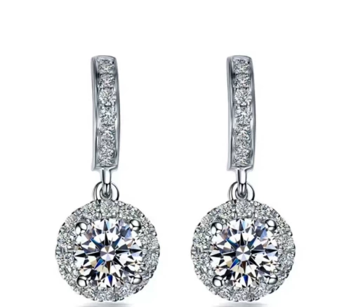 Платиновая импортная инкрустация камня, длинные серьги, 24 карат, платина 950 пробы