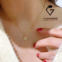  Temperament golden key 14k gold necklace shining Moissanite pendant clavicle necklace exquisite net red wind to send girlfriend