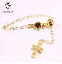 Korean Style 14k Yellow Gold Ring Chain Lavish Rose Gold Ruby Adjustable Ring 100 Hitch Ring Sending Girlfriend Gift