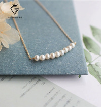 Gentle temperament natural pearl 14k necklace girl Jane about 100 hitch and face pendant lock bone chain to send girlfriend gift