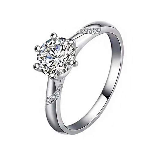 Платиновая инкрустация камня, модное обручальное кольцо, белое золото 18 карат, простой и элегантный дизайн