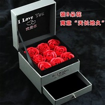  Eternal flower jewelry box Double drawer box Red rose jewelry necklace gift box