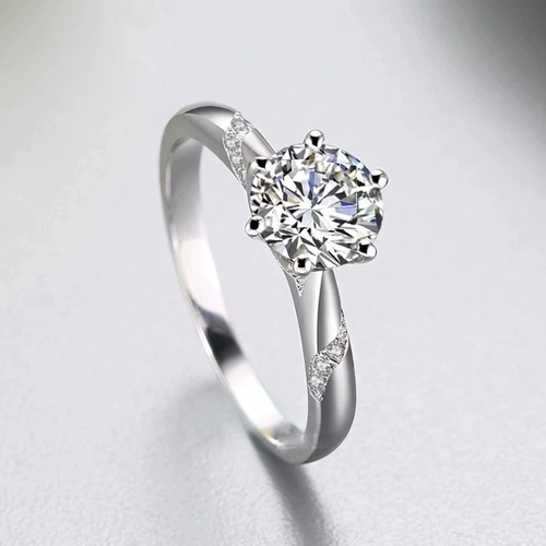 Платиновая инкрустация камня, модное обручальное кольцо, белое золото 18 карат, простой и элегантный дизайн