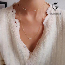 Latest in French style natural pearl Gentle Temperament Lock Bone Necklace 14k Gold Jane about 100 lap double layer sweater chain