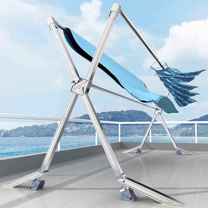 Outdoor sunburn Clothes Hanger Ground Windproof Fold indoor outdoor Balcony Terrace stainless steel cool hanger sunstand