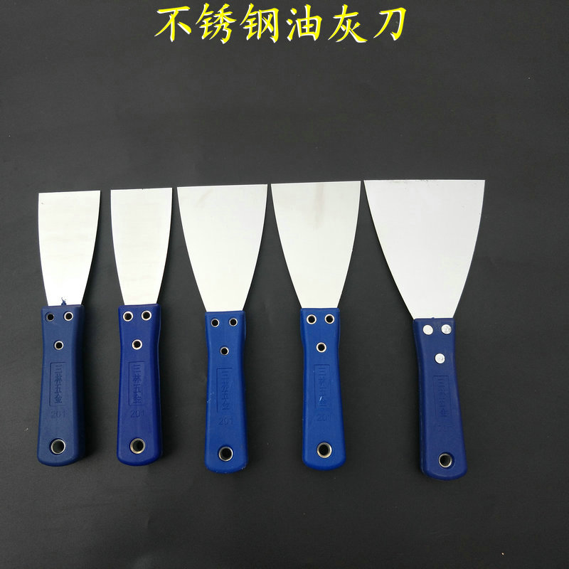 Factory direct sales stainless steel two-color handle putty knife plastic handle spatula batch knife wooden handle double clip mirror batch soil knife