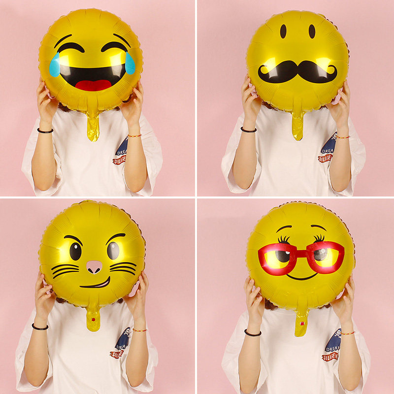 Expression Pack Round Shaped Aluminum Film Balloon Decoration Creative Adults Birthday Party Children Birthday Items Placement Decoration