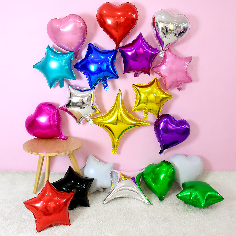 18 inch heart-shaped five-pointed star balloon birthday aluminum foil aluminum foil balloon wedding wedding celebration decoration