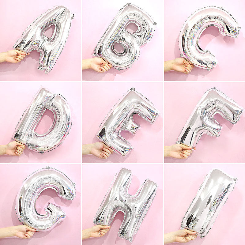 Silver Alphabet Aluminum Film Balloons English ABCDEFGHIJKLMNOPQRSTUVWXYZ birthday placement decorations 