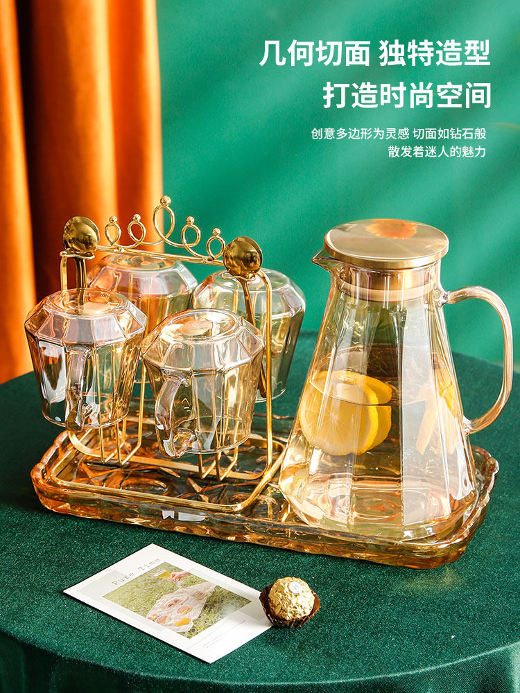 Nordic creative cool water bottle glass high temperature resistant cold kettle household cup set cold boiled water cup tie pot large capacity