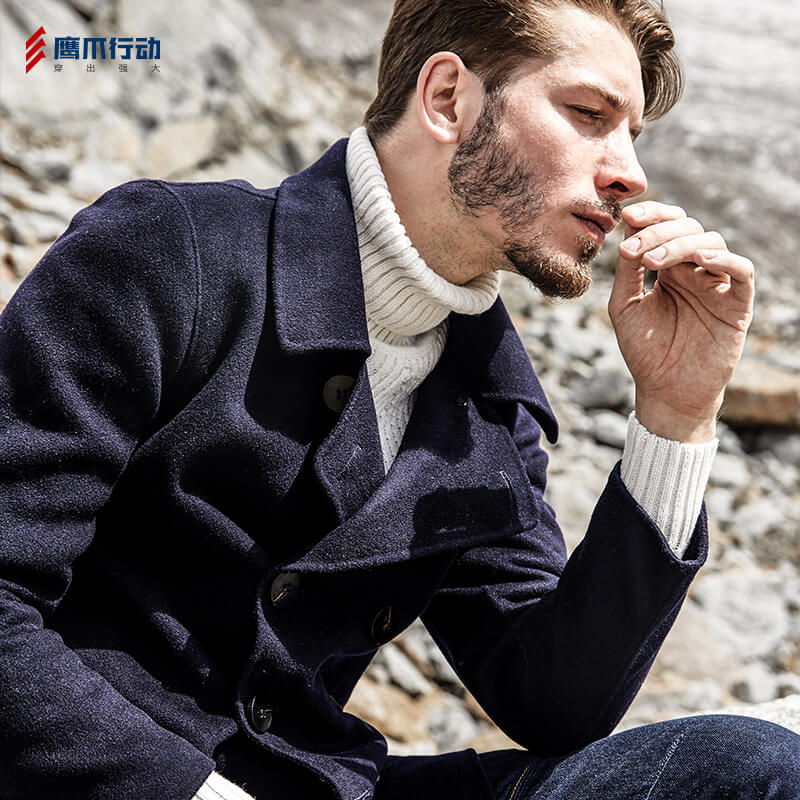 Eagle claw action autumn and winter new men's navy 740 classic double-sided coat military fans often wear warm coats