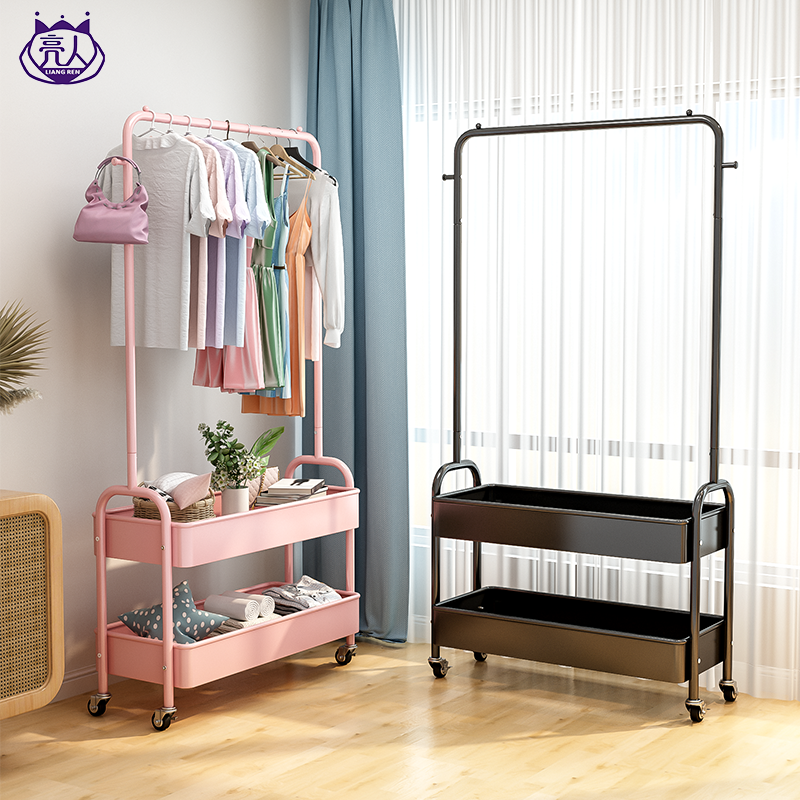 Hanger floor-to-ceiling household hanger mobile simple multifunctional drying clothes rack subnet red coat rack