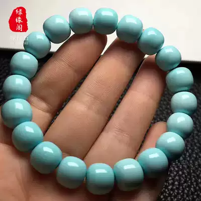 Raw mineral turquoise high porcelain Qin ancient material Old round beads loose beads Bracelet Single beads with beads King Kong Bodhi bracelet accessories