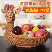 Creative Imitation Vine Braiding Chicken Duck Imitation Animal Fruit Containing Basket Small Deer Fruit Pan Containing Basket Nut Snacks Steamed Buns