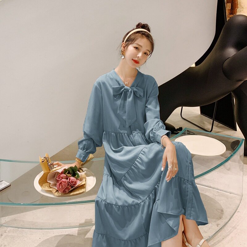 Pregnant women spring new summer mommy age-reducing loose plus-size dress mid-length small maternity dress Korean version
