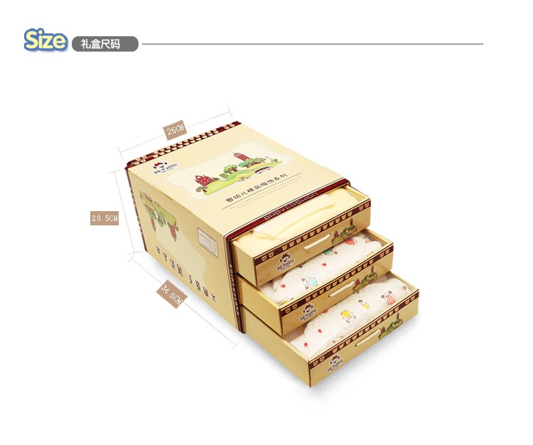 Sang trọng ba lớp hộp quà cho bé sơ sinh quần áo cotton phù hợp với nam và nữ hộp quà cho bé đồ trẻ sơ sinh