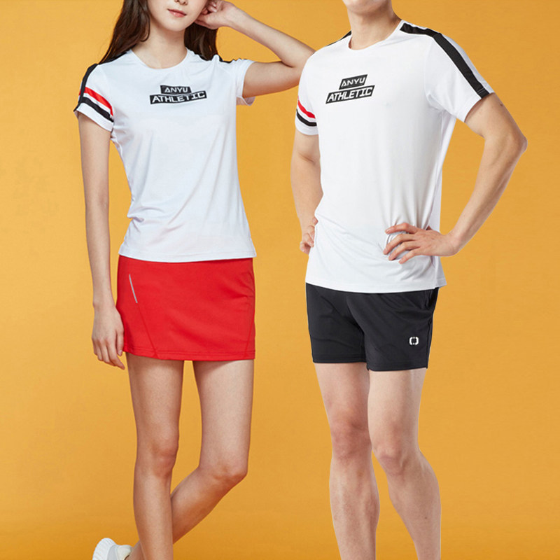 Anyu spring new badminton suit men and women suit short-sleeved t-shirt quick-drying clothes sportswear competition team uniform printing