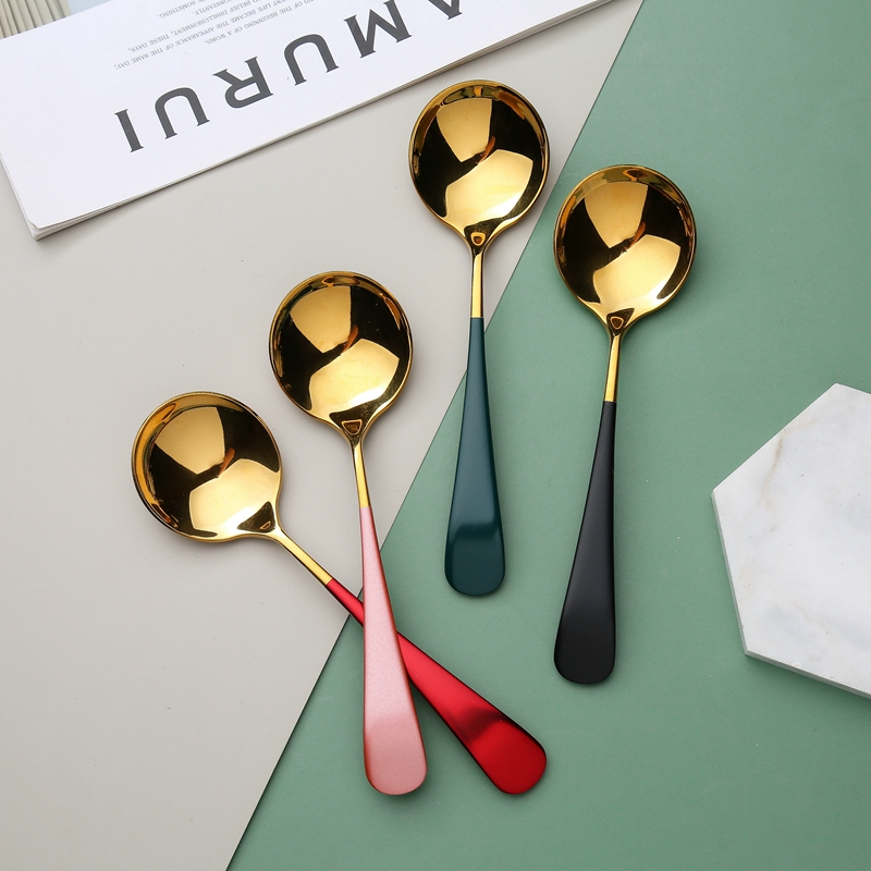 Spoon Creativity Cute 304 Stainless Steel Home Net Red Watermelon Short Handle Soup Spoon Children Eat Tablespoon Spoon Small Spoon