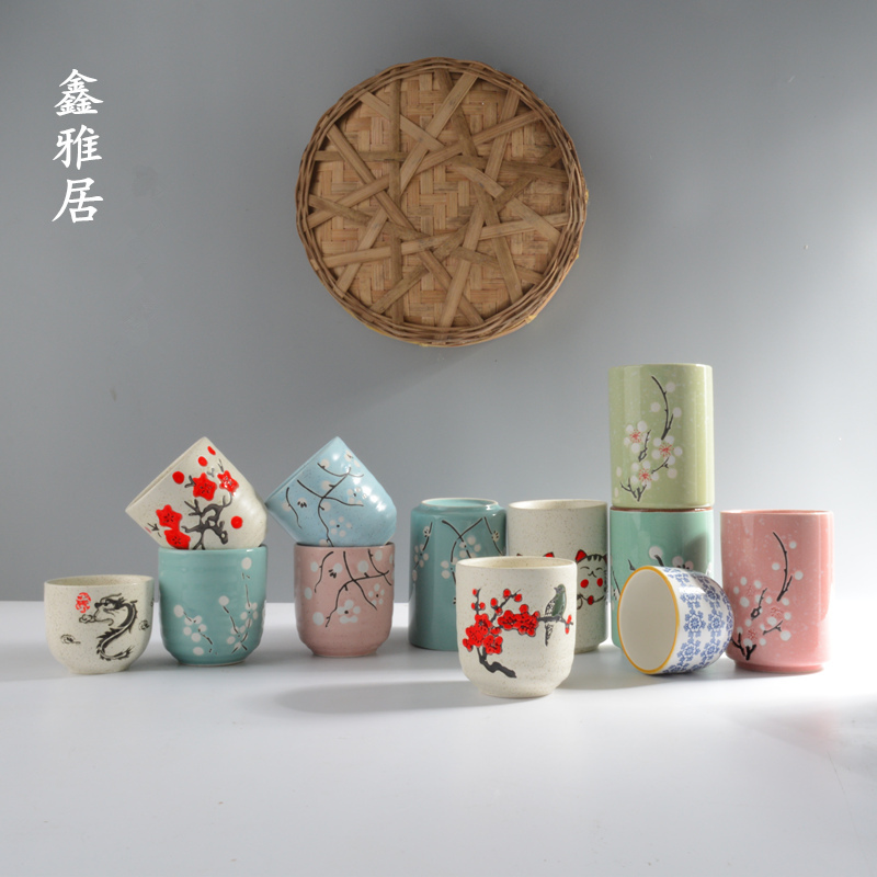 Xinyaju Japanese simple ceramic cup single yellow wine cup large sake cup water cup mug kung fu tea cup