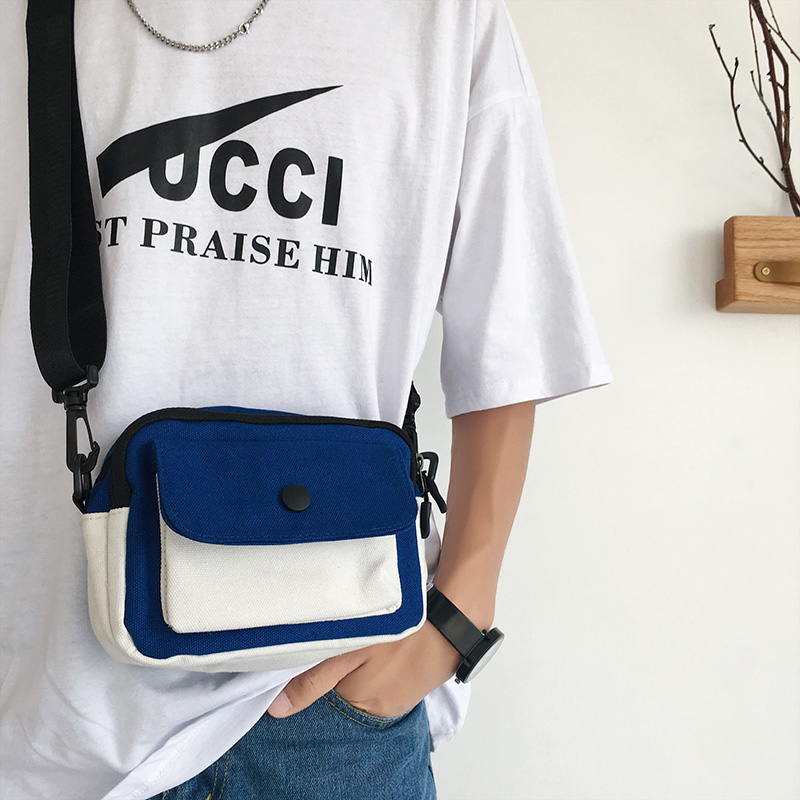 2022 New Fashion Teen Men's Bag Single Shoulder Diagonal Satchel Canvas Casual Diagonal Satchel Bag Tide Card Fashion