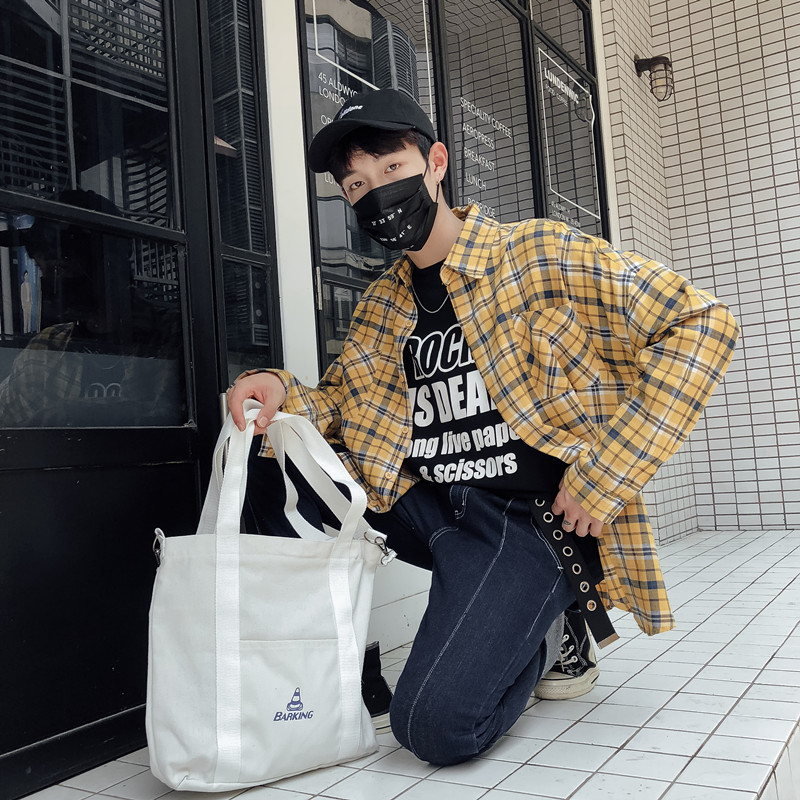 Canvas Satchel Bag Men's Bag Day Department Brief Sloping Satchel Shoulder Handbag 100 Hitch Casual Student Large Capacity Class School Bag