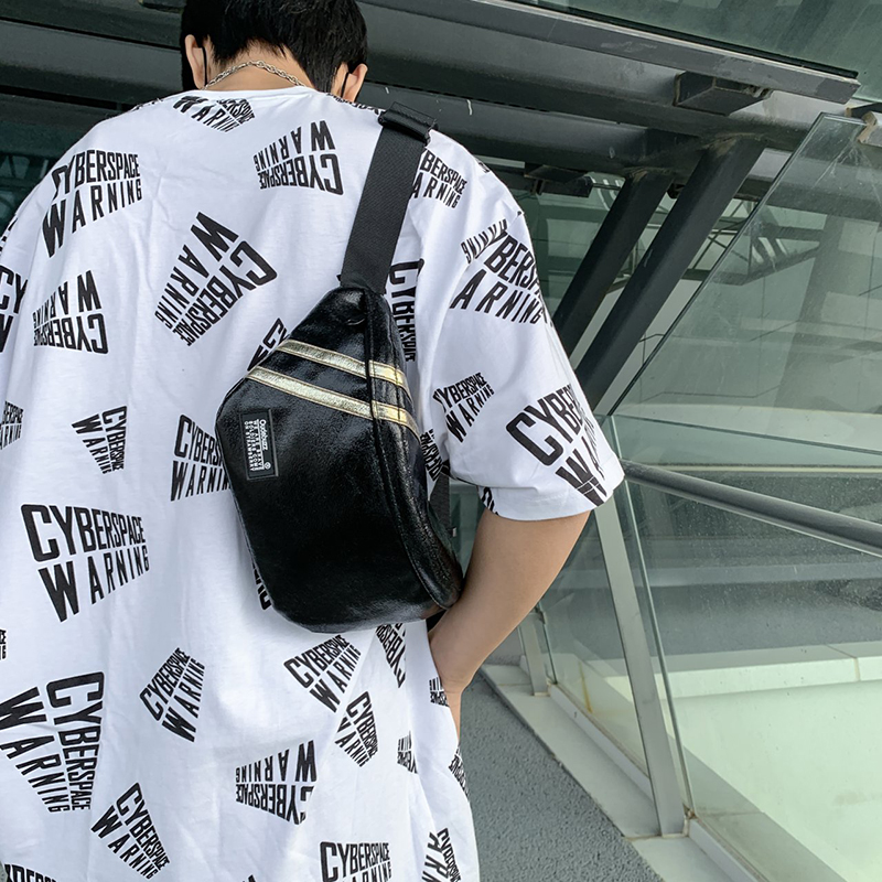 ins day system italics satchel male tide card Korean version cortical chest bag summer country tide purse men and women single shoulder diagonal cross-shoulder bag