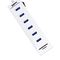 Sanbao mini hub portable HUB hub dual-purpose function card reader one to 6 white