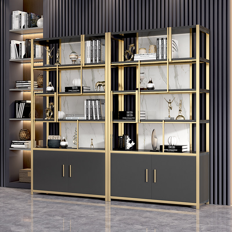 Light Extravaganza Modern Iron Art Bookshelves Living-room Rack Floor Office Partition Bookcase Metal Show Shelf