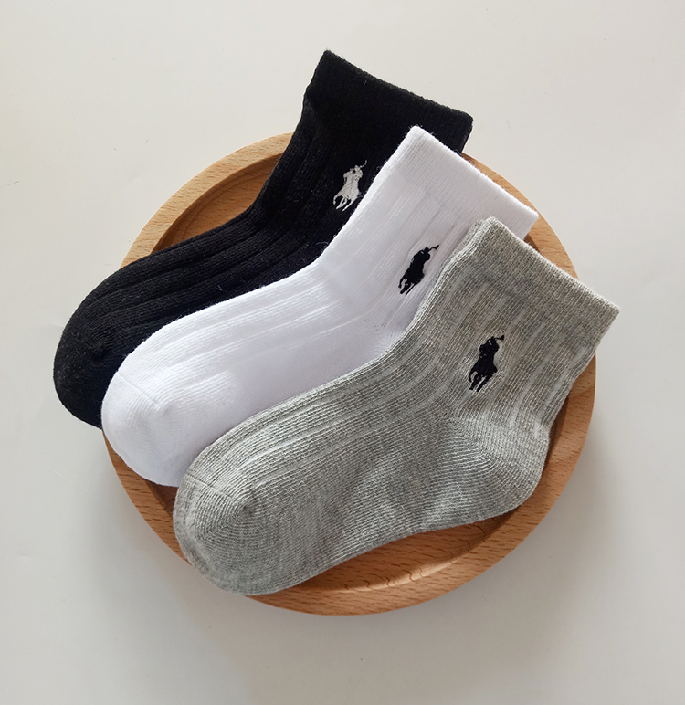 Children's Sports Socks Pure Cotton Breathable Student White Socks for Older Kids Boys Black Short Socks for Boys