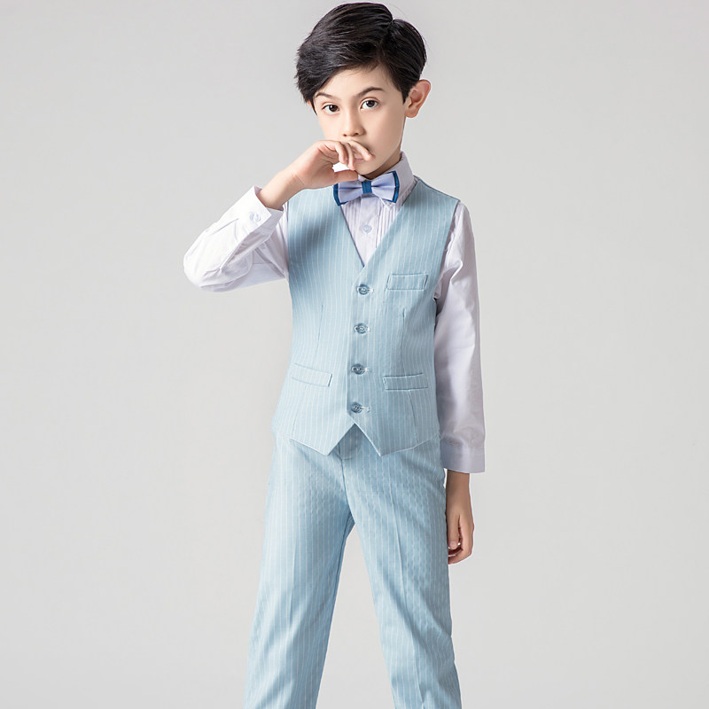 Boy gown waistcoat Waistcoat Flowers Boy boy Boy's suit Host children Western-style piano for the Spring Festival