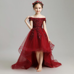 Children's evening dress princess skirt Putong yarn girl wedding daunting children's flower model model catwalk show piano performance service
