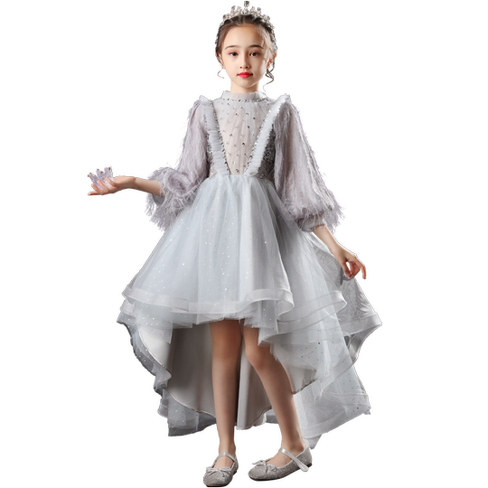 女童晚礼服公主裙蓬蓬小花童婚纱儿童模特走秀高端钢琴演出服轻奢