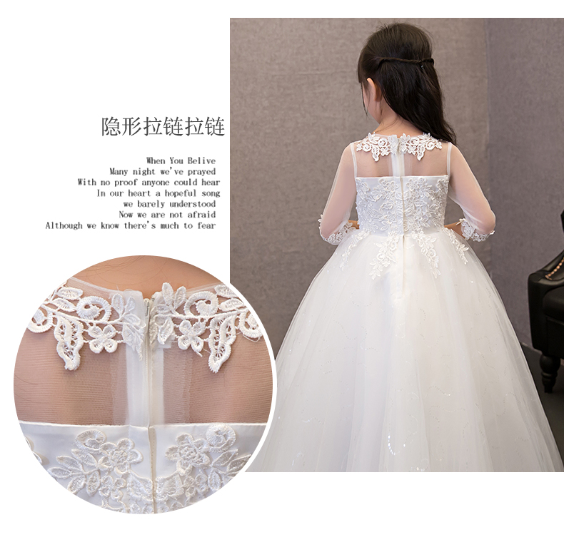Trẻ em công chúa váy tutu trang phục hoa cô gái cô gái váy cưới dài váy đàn piano váy máy chủ dài tay áo quần áo bé trai phong cách lịch lãm