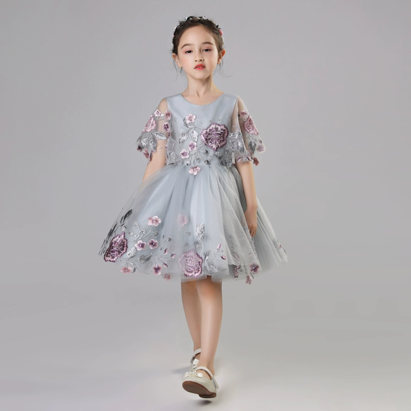 Trẻ em váy công chúa váy Trung Quốc cô gái váy buổi tối sợi phồng sinh nhật đám cưới trang phục guzheng hiển thị mùa thu - Váy trẻ em