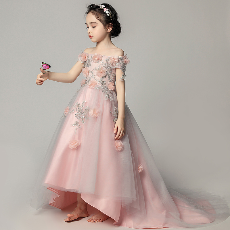 Girls Dress Children Princess Dress Tutu Trailing Wedding Flower Girl