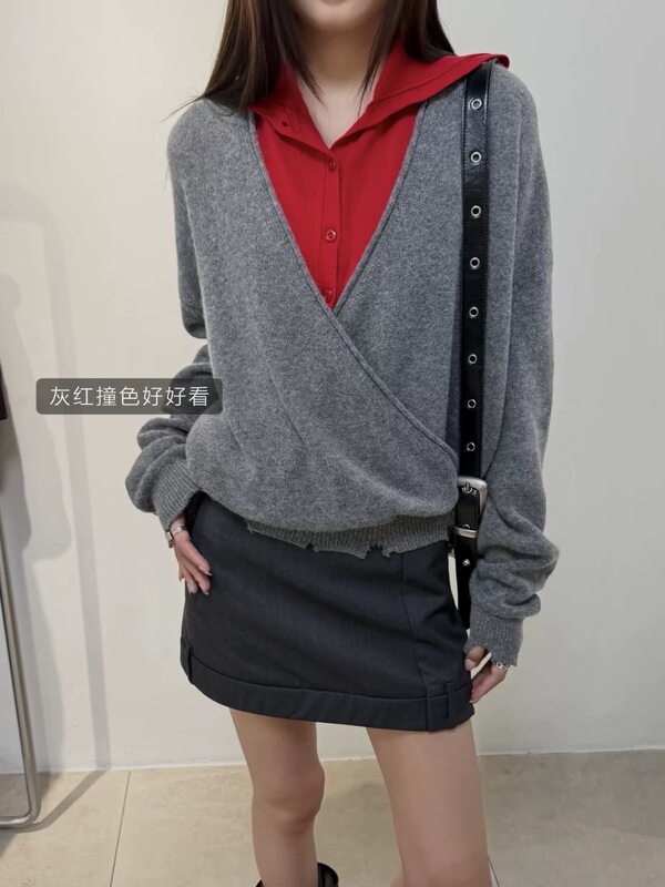 Yb Developed~Wool Cross-Wrap V-Neck Knitwear, Feminine Style Casual Knit Top, 26 Autumn and Winter New Style Yb Developed~Wool Cross-Wrap V-Neck Knitwear, Feminine Style Casual Knit Top, 26 Autumn and Winter New Style