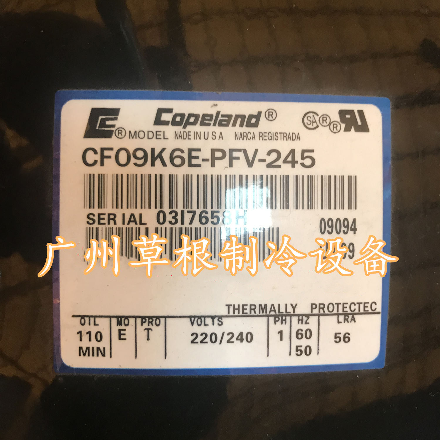 CF09K6E-TF5-945 new 3P valley wheel low temperature ice machine compressor CF09K6E-PFV-245