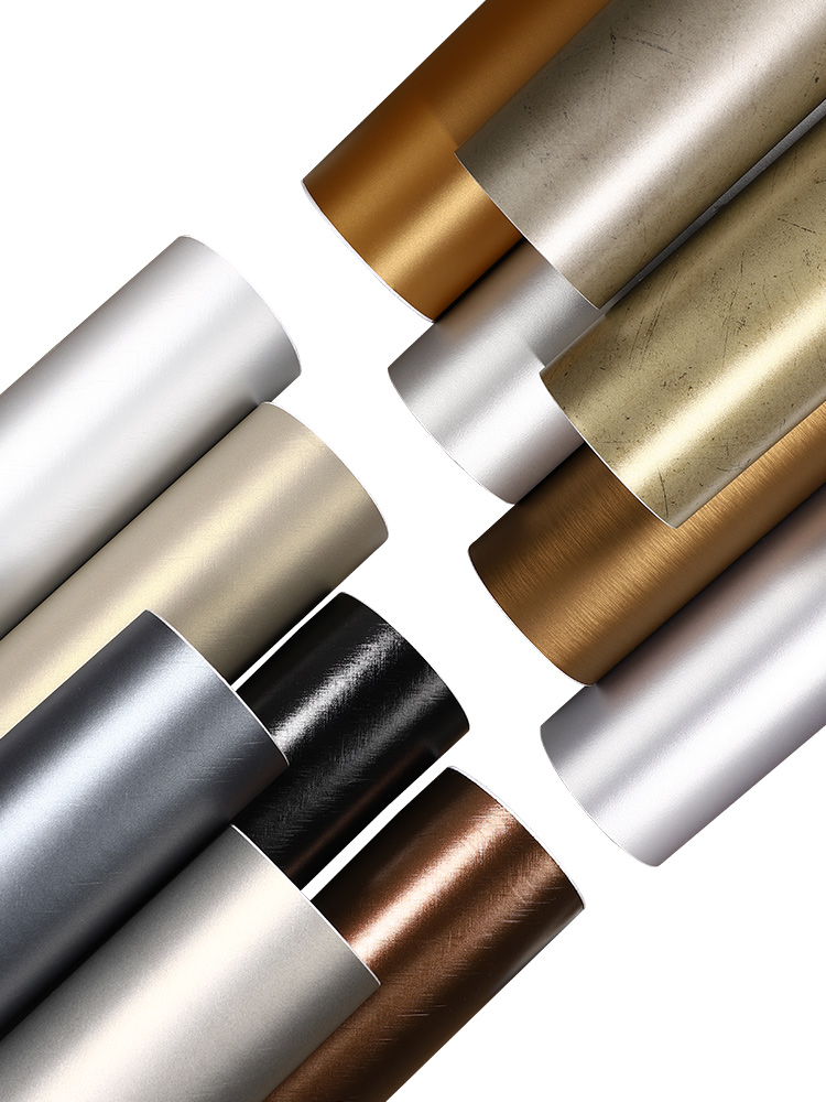 Metal Stickers Champagne Golden Ancient Bronze Self-Adhesive Wallpaper Matt Kitchen Stainless Steel Changed Color Drawing Rose Gold Cling Film
