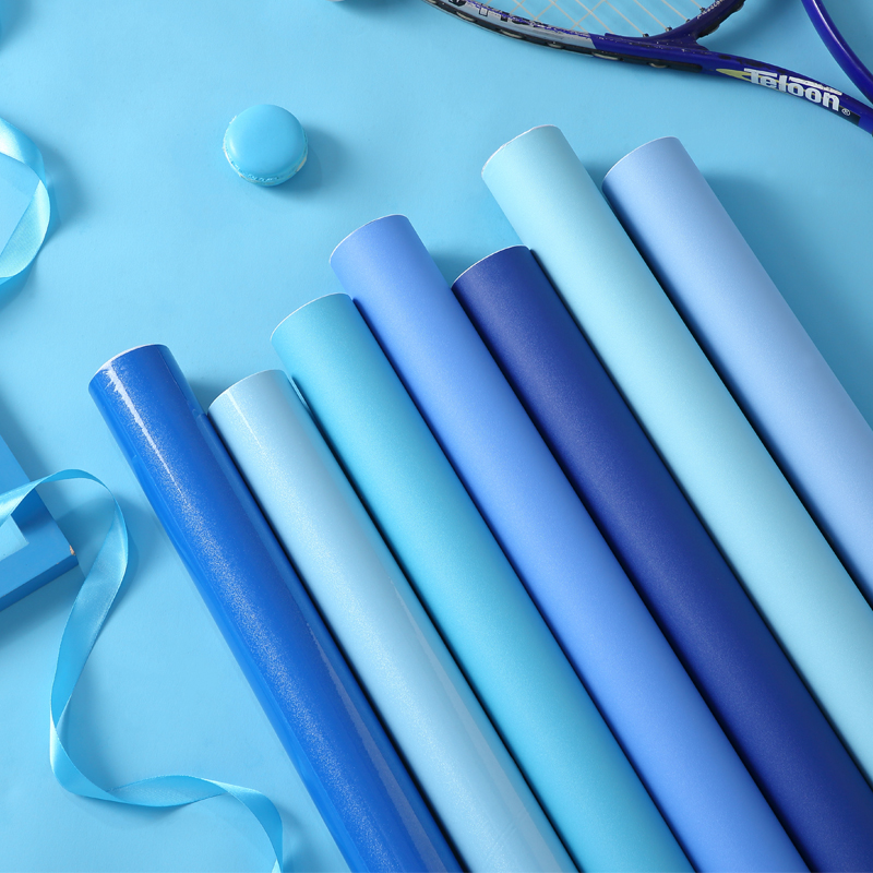 Blue Sticker Wallpaper Self-sticky color Bedroom Light Instant Waterproof Dormitory Background Klein Blue Wallpaper