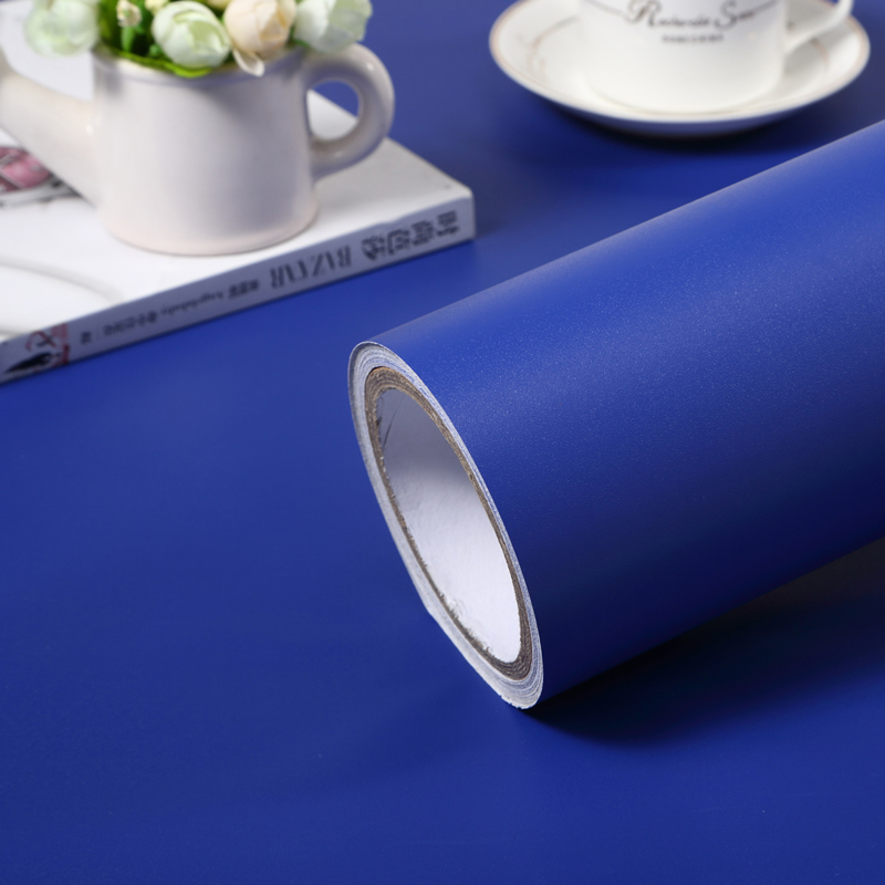 Thickened dark blue sapphire stickers self-adhesive solid color wallpaper wallpaper Boeing soft film waterproof instant stickers advertising matte