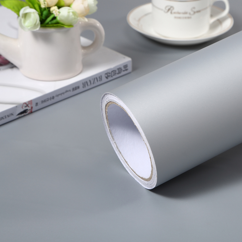 Thickened light grey pure colour sticker self-adhesive wallpaper Nordic waterproof silver grey Boeing soft sheet matt frosted